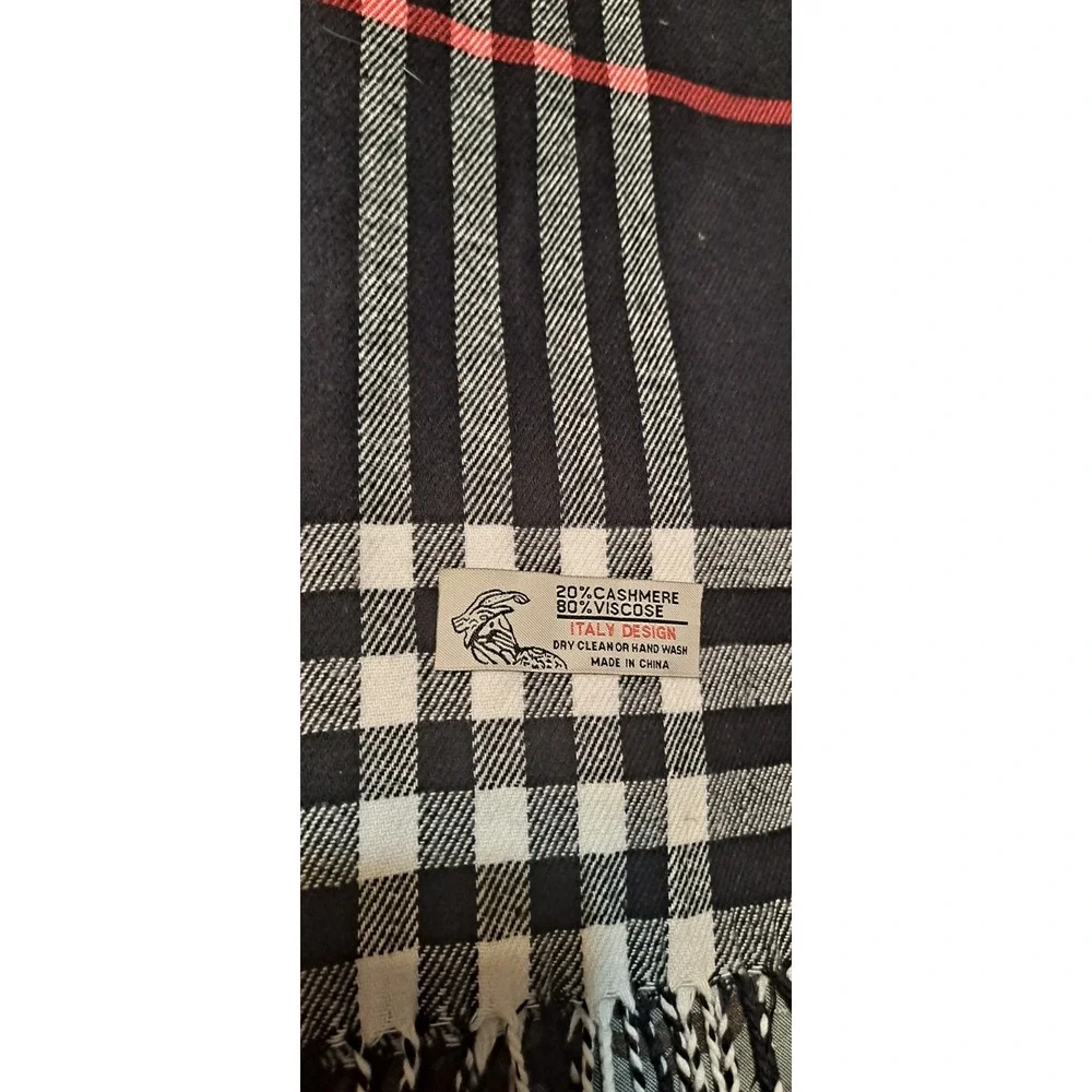 Winter Italy Design Check Plaid‎ Super Soft Scarf/ Black/Grey/White